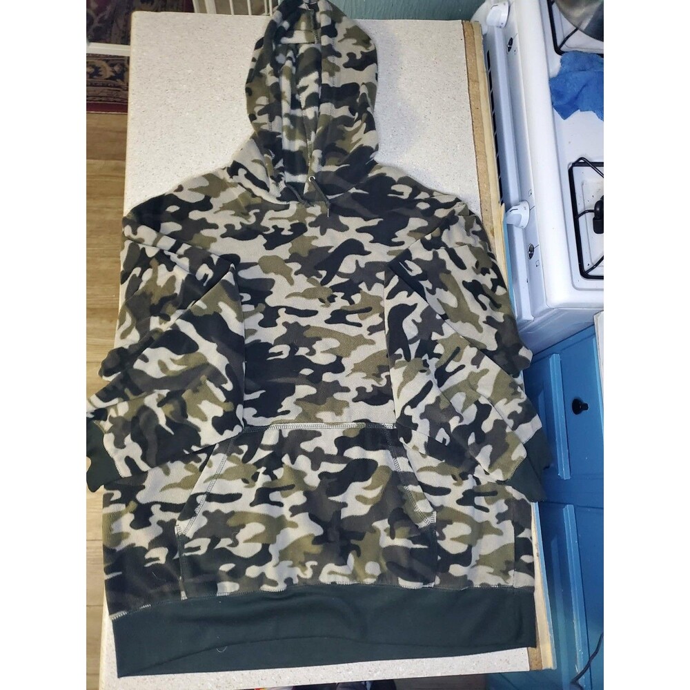 Fleece Camo Jacket Coat Mens Big XL Camouflage pullover Hooded Hoodie Hunting
